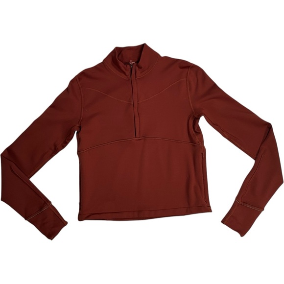 Lululemon‎ Rulu™ Running Cropped 1/2 Zip Dark Terracotta W3ECSS Size 4 - Picture 7 of 15